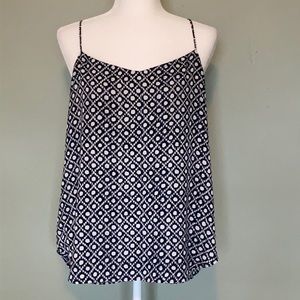LOFT navy/white patterned sleeveless top